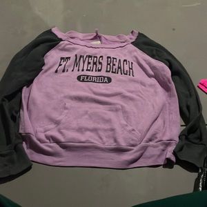 Purple and grey off the shoulder Ft. Myers hoodie